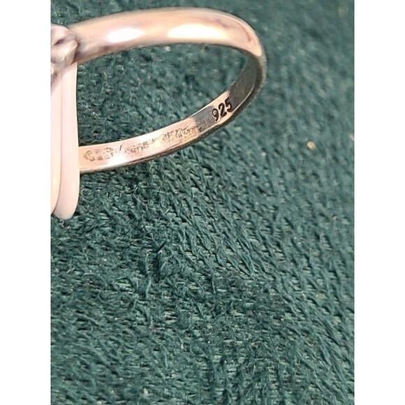 Sterling Silver Blue Topaz Ring 925 Size 5.5 Square Cut Vintage Leaf Band Gift - Picture 5 of 7